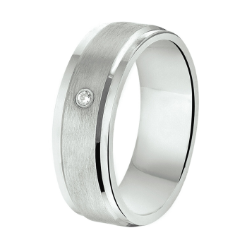 Amorio Ring, zilver gerhodineerd breedte 6.5mm. (maat 17,5) RING MET ZIRCONIA - 16399