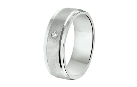 Amorio Ring, zilver gerhodineerd breedte 6.5mm. (maat 17,5) RING MET ZIRCONIA - 16399