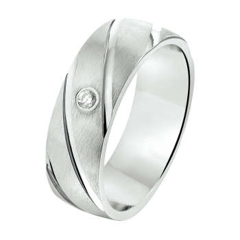 Amorio Ring, zilver gerhodineerd breedte 6.5mm. (maat 17,5) RING MET ZIRCONIA - 16401