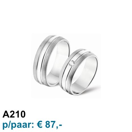 Amorio Ring, model A210 (breedte 6.5mm.) GLADDE RING - 16402 Amorio Ring, model A210 (breedte 6.5mm.) GLADDE RING - 16402