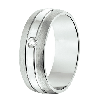Amorio Ring, zilver gerhodineerd (breedte 6.5mm.)  RING MET ZIRCONIA - 16403