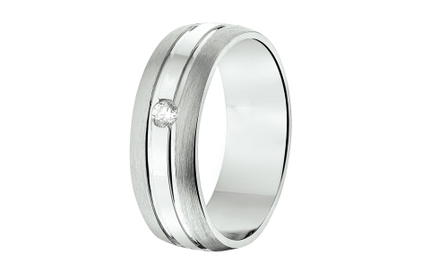 Amorio Ring, zilver gerhodineerd (breedte 6.5mm.)  RING MET ZIRCONIA - 16403