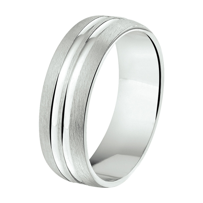 Amorio Ring, zilver gerhodineerd breedte 6.5mm. (maat 20)  GLADDE RING - 16404