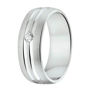 Amorio Ring, zilver gerhodineerd breedte 6.5mm. (maat 17,5) RING MET ZIRCONIA - 16405