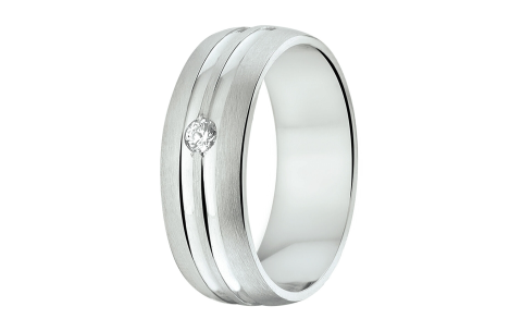 Amorio Ring, zilver gerhodineerd breedte 6.5mm. (maat 17,5) RING MET ZIRCONIA - 16405