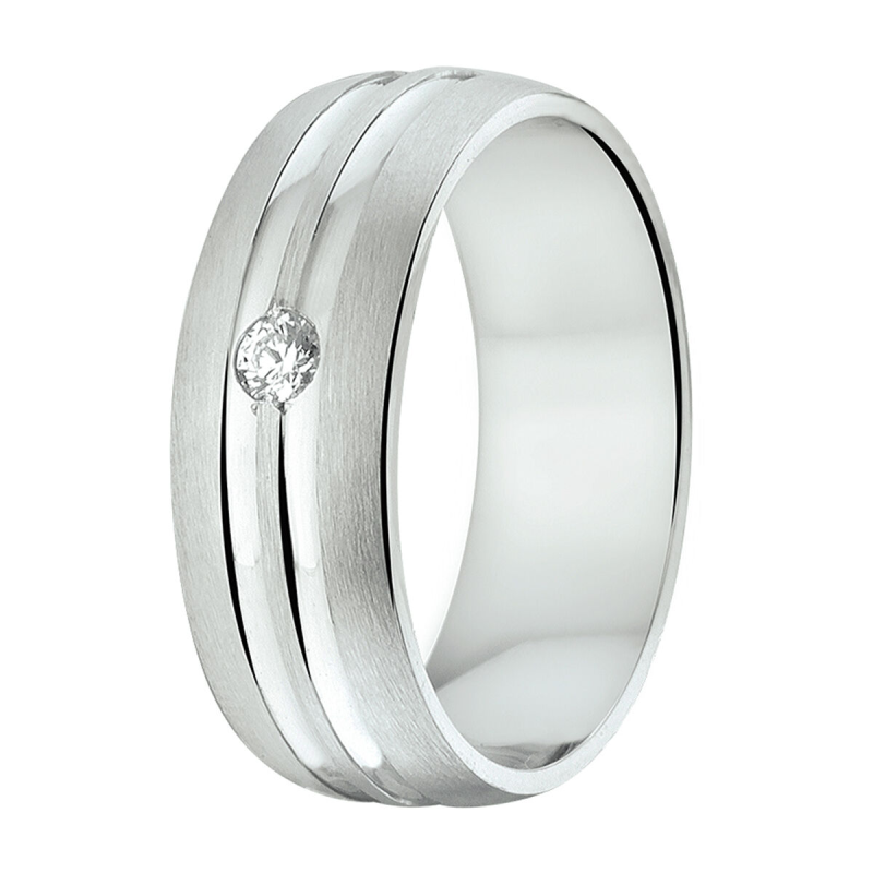 Amorio Ring, zilver gerhodineerd breedte 6.5mm. (maat 17,5) RING MET ZIRCONIA - 16405