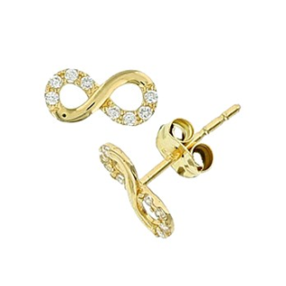 Oorknoppen, 14krt.goud met zirkonia infinity - 18850 Oorknoppen, 14krt.goud met zirkonia infinity - 18850
