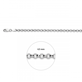 Armband, zilver jasseron 4mm.(lengte: 20cm.) - 16420 Armband, zilver jasseron 4mm.(lengte: 20cm.) - 16420
