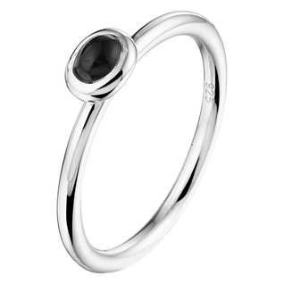 Ring, zilver gerhodineerd met onyx 4x3mm. (maat 17,25) - 18368