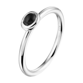 Ring, zilver gerhodineerd met onyx 4x3mm. (maat 17,25) - 18368 Ring, zilver gerhodineerd met onyx 4x3mm. (maat 17,25) - 18368