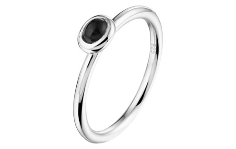 HC Ring, zilver gerhodineerd met onyx 4x3mm. (maat 17,75) - 18369