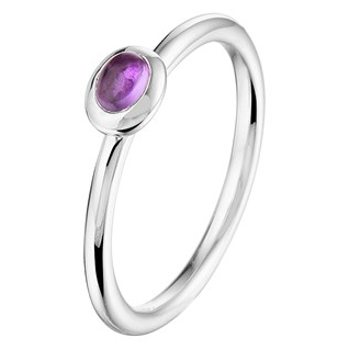 Ring, zilver gerhodineerd met ametist 4x3mm. (maat 17,75) - 18373