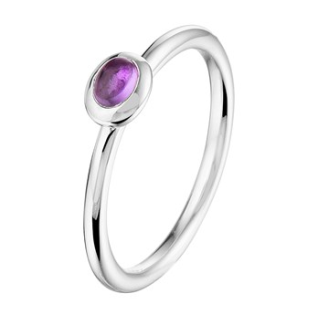 Ring, zilver gerhodineerd met ametist 4x3mm. (maat 17,75) - 18373 Ring, zilver gerhodineerd met ametist 4x3mm. (maat 17,75) - 18373