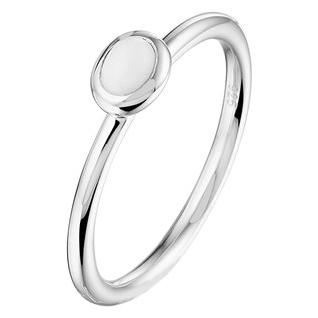 Ring, zilver gerhodineerd met wit agaat 4x3mm. (maat 17,75) - 18383