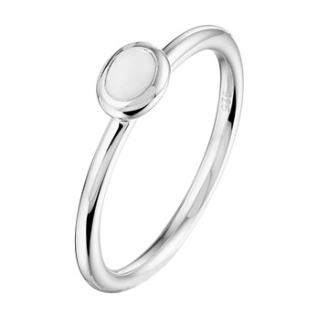 Ring, zilver gerhodineerd met wit agaat 4x3mm. (maat 17,75) - 18383 Ring, zilver gerhodineerd met wit agaat 4x3mm. (maat 17,75) - 18383