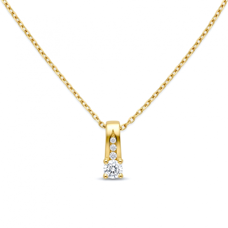 Hanger,14krt.geelgoud met zirconia excl.collier (lengte: 11,5mm.) - 18896 Hanger,14krt.geelgoud met zirconia excl.collier (lengte: 11,5mm.) - 18896