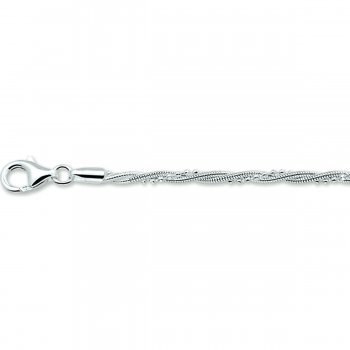 Armband, zilver fantasie gedraaid (lengte: 19cm.) - 18898