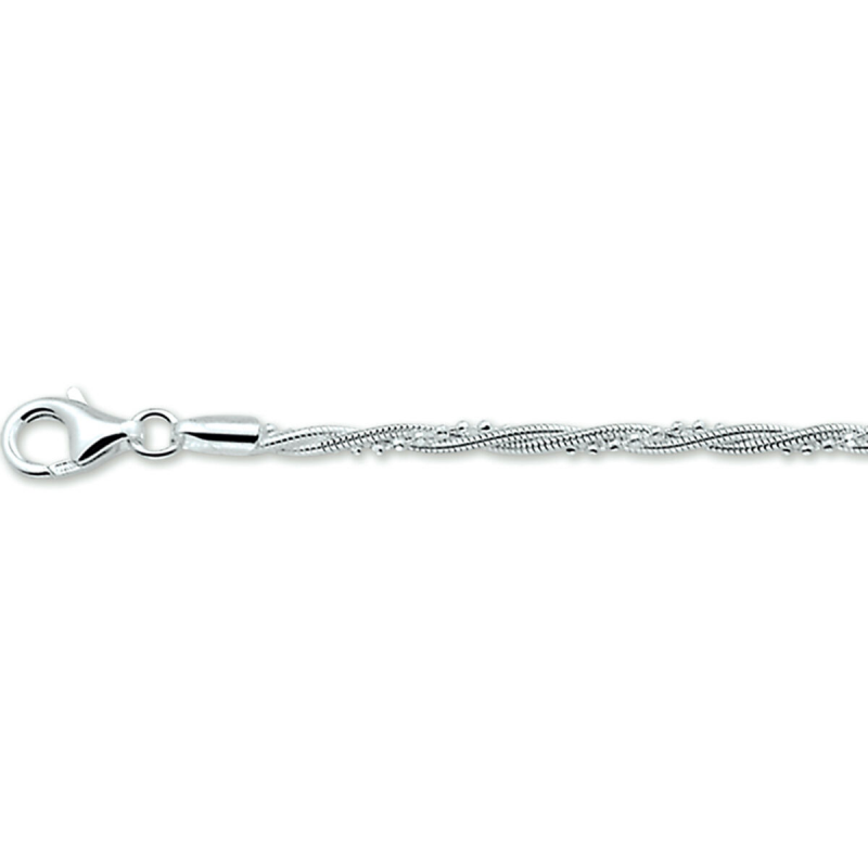Armband, zilver fantasie gedraaid (lengte: 19cm.) - 18898