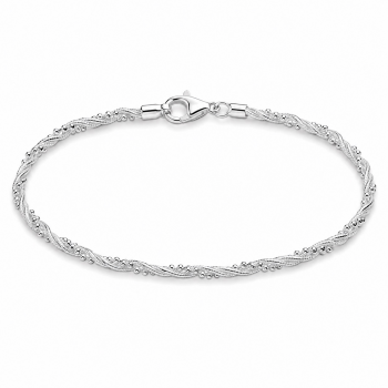 Armband, zilver fantasie gedraaid (lengte: 19cm.) - 18898 Armband, zilver fantasie gedraaid (lengte: 19cm.) - 18898