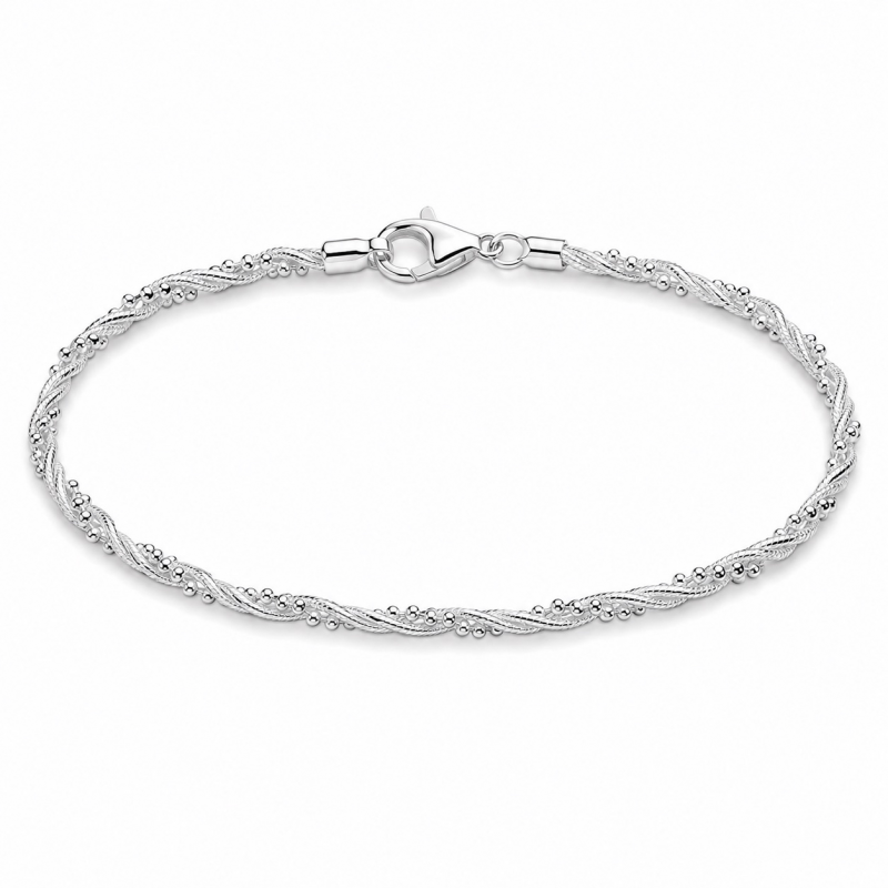 Armband, zilver fantasie gedraaid (lengte: 19cm.) - 18898