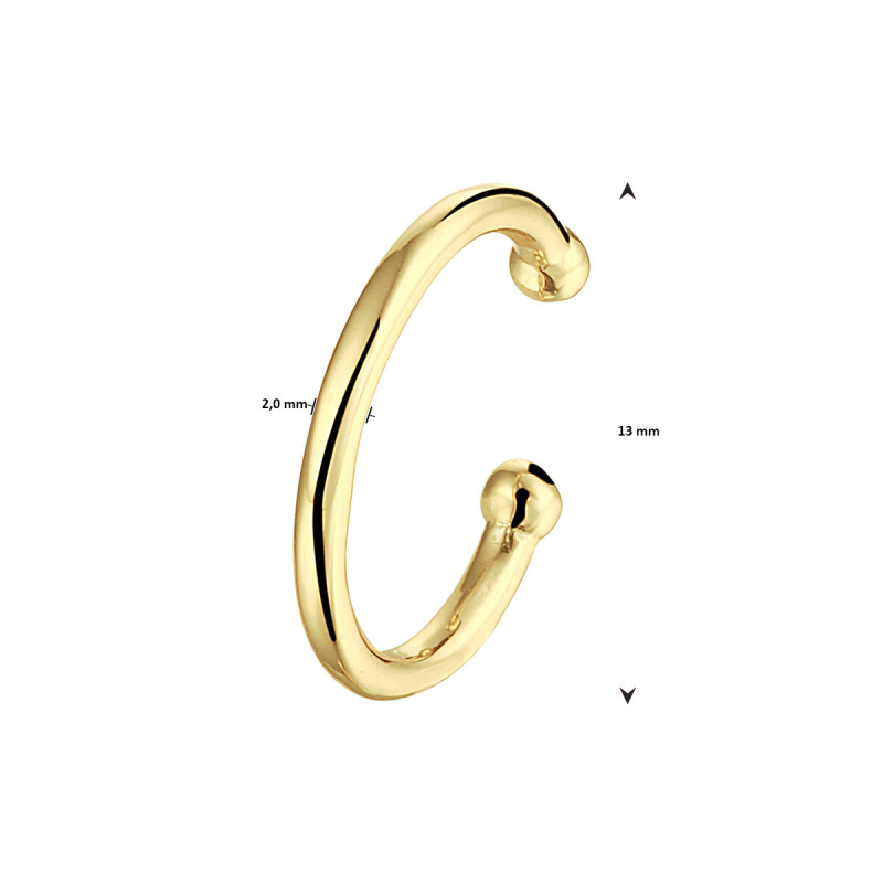 Earcuff, zilver geel verguld (13x2mm.) - 18983