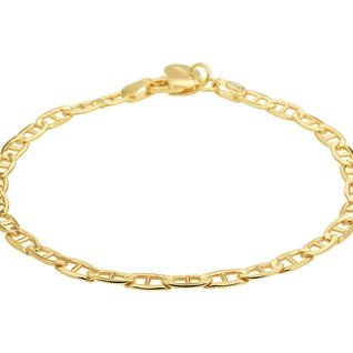 Armband, 14krt.goud met massief zilveren kern schakel 4 mm. (lengte: 19cm.) - 18986