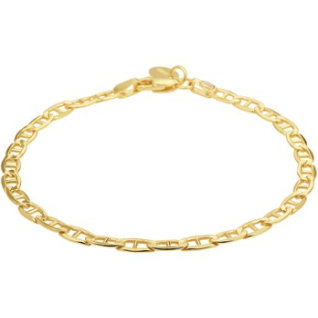 Armband, 14krt.goud met massief zilveren kern schakel 4 mm. (lengte: 19cm.) - 18986 Armband, 14krt.goud met massief zilveren kern schakel 4 mm. (lengte: 19cm.) - 18986