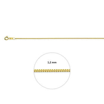 Collier, 9 karaat gourmetschakel 1,2mm. (lengte: 42cm.) - 19014