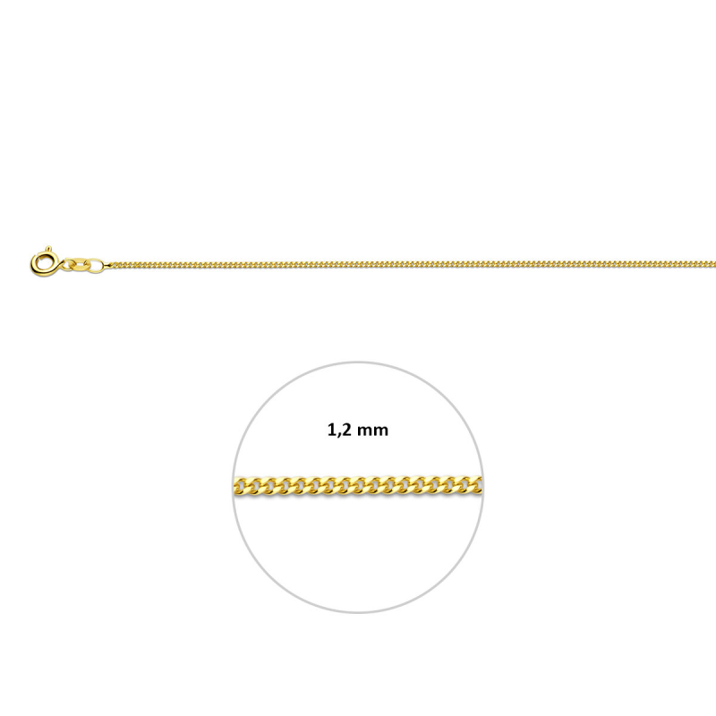 Collier, 9 karaat gourmetschakel 1,2mm. (lengte: 42cm.) - 19014