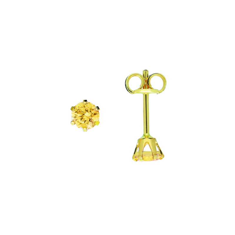 Jackie Oorknoppen, 14krt.goud met citrien (3mm.) - 19061 Jackie Oorknoppen, 14krt.goud met citrien (3mm.) - 19061