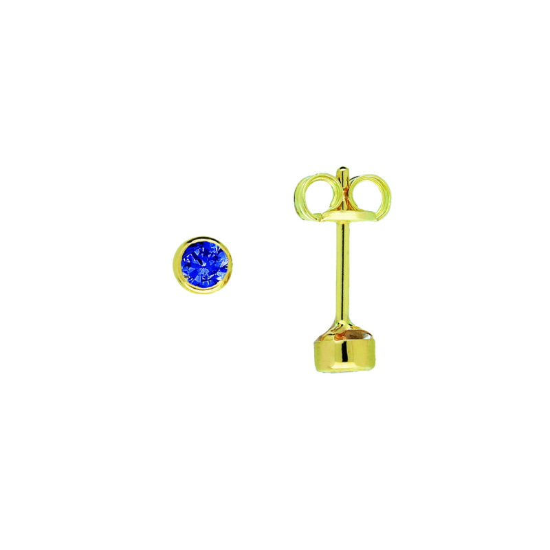 Jackie Oorknoppen, 14krt.goud met saffier (kastje:3,5mm.) - 19062 Jackie Oorknoppen, 14krt.goud met saffier (kastje:3,5mm.) - 19062