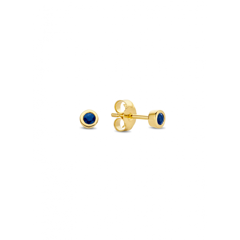 Jackie Oorknoppen, 14krt.goud met saffier (kastje:3,5mm.) - 19062 Jackie Oorknoppen, 14krt.goud met saffier (kastje:3,5mm.) - 19062