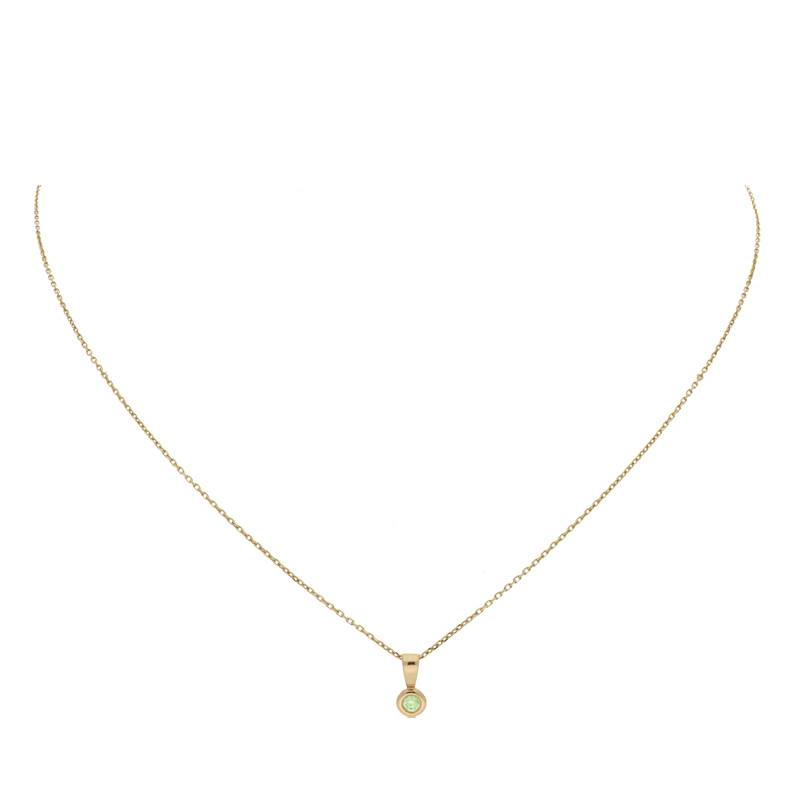 Jackie Hanger, 14krt.goud met peridoot (kastje:4mm.) excl.collier - 19087 Jackie Hanger, 14krt.goud met peridoot (kastje:4mm.) excl.collier - 19087