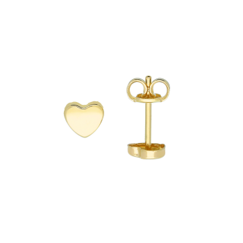 Jackie Oorknoppen, 14krt.goud Plain Heart (5mm.) - 19072 Jackie Oorknoppen, 14krt.goud Plain Heart (5mm.) - 19072