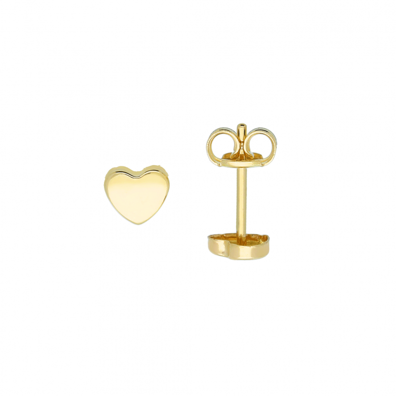 Jackie Oorknoppen, 14krt.goud Plain Heart (5mm.) - 19072 Jackie Oorknoppen, 14krt.goud Plain Heart (5mm.) - 19072
