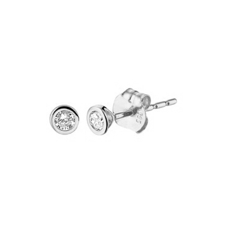 Oorknoppen, 14krt.witgoud met diamant totaal 0,13ct (zetkastje: 3,5mm.) - 19102 Oorknoppen, 14krt.witgoud met diamant totaal 0,13ct (zetkastje: 3,5mm.) - 19102
