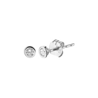 Oorknoppen, 14krt.witgoud met diamant totaal 0,13ct (zetkastje: 3,5mm.) - 19102 Oorknoppen, 14krt.witgoud met diamant totaal 0,13ct (zetkastje: 3,5mm.) - 19102