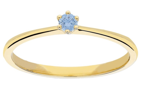 Jackie Ring,14krt.goud met topaas 2,5mm.(maat 56) - 19093