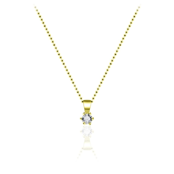 Hanger, zilver verguld met zirconia solitair( 2mm.) excl. collier - 19124