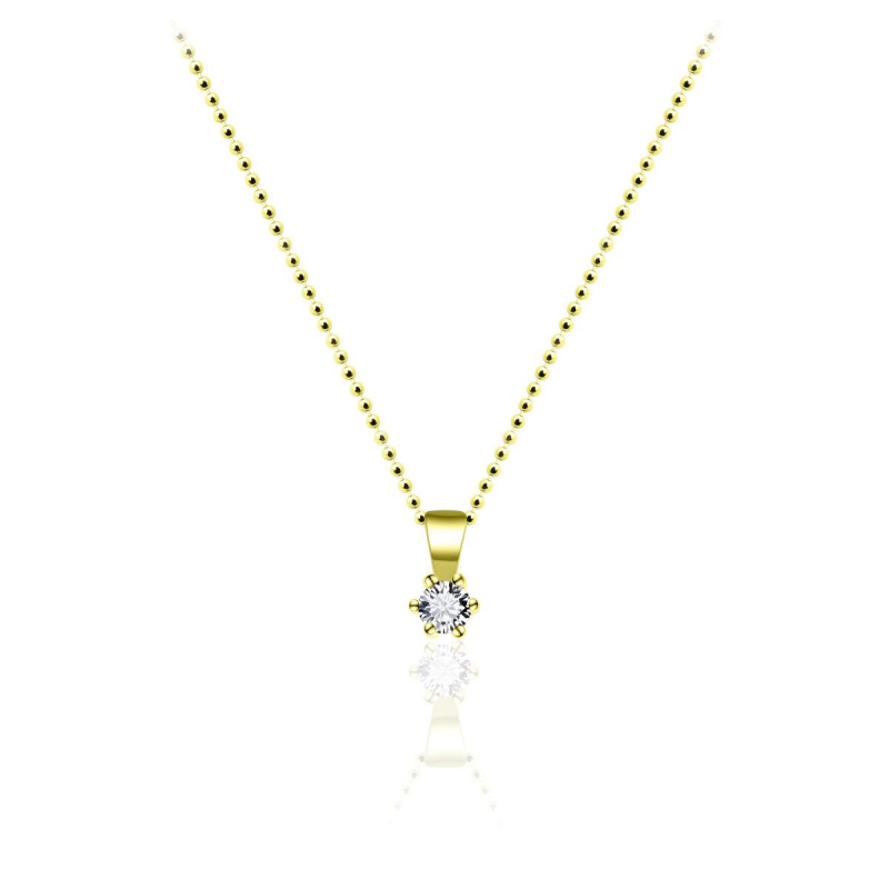 Hanger, zilver verguld met zirconia solitair( 2mm.) excl. collier - 19124