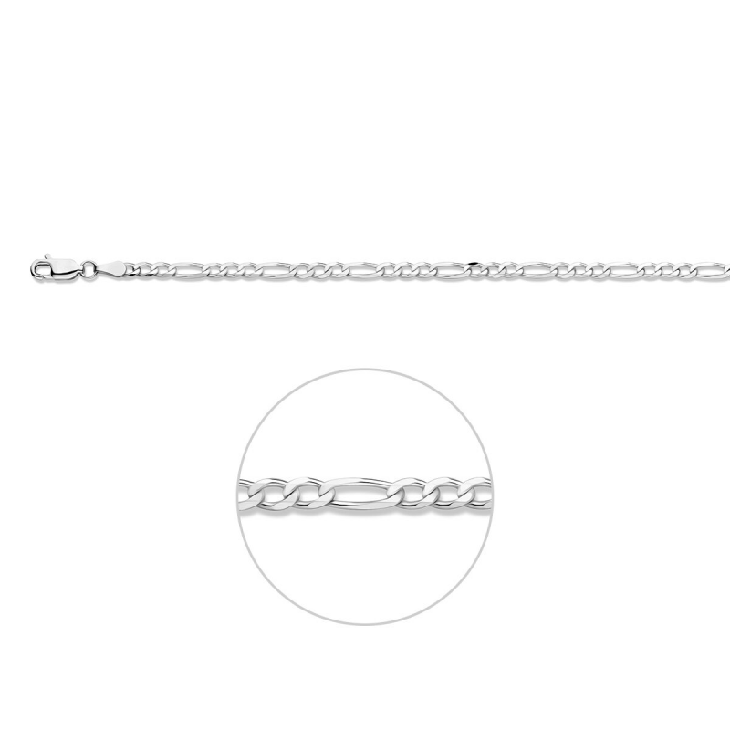 Collier, zilver figaroschakel 3,25mm. (lengte: 60cm) - 19130
