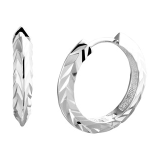 Oorringen, zilver gediamanteerd (19x3,5mm.) - 19283 Oorringen, zilver gediamanteerd (19x3,5mm.) - 19283