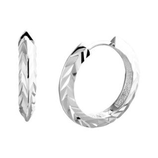 Oorringen, zilver gediamanteerd (19x3,5mm.) - 19283 Oorringen, zilver gediamanteerd (19x3,5mm.) - 19283