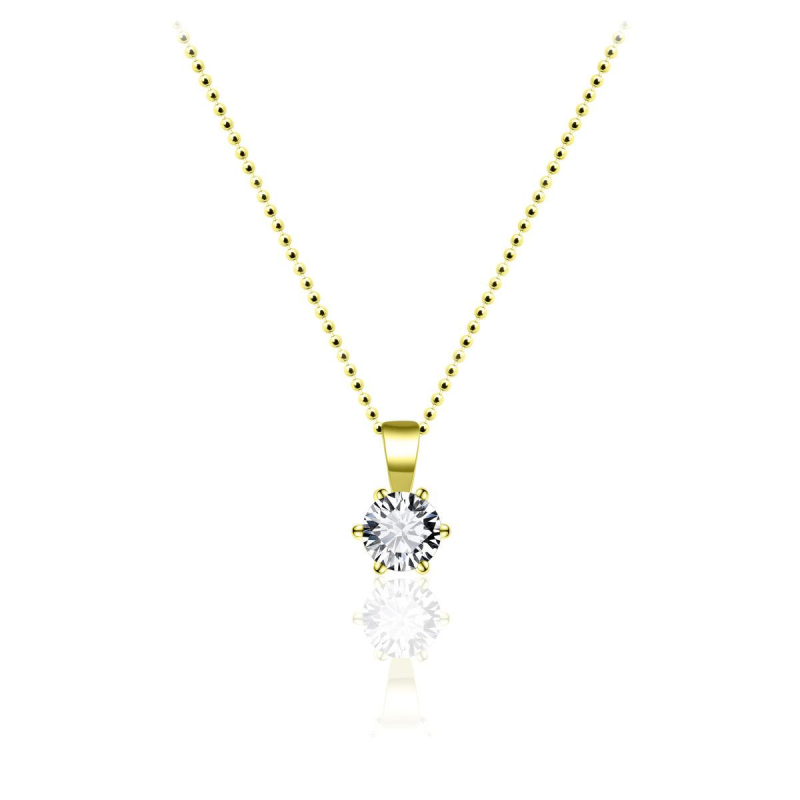 Hanger, zilver geel-verguld met zirkonia solitair (4mm.) excl. collier - 19380