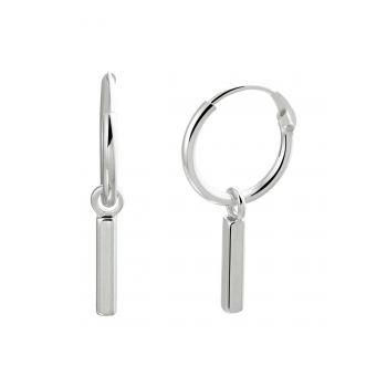 Oorringen, zilver gerhodineerd met staafje (11x2mm.) - 19395
