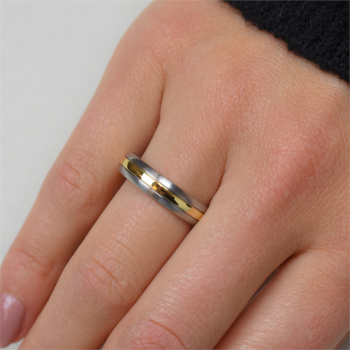 Boccia Ring, titanium bicolour (maat 61) - 19447