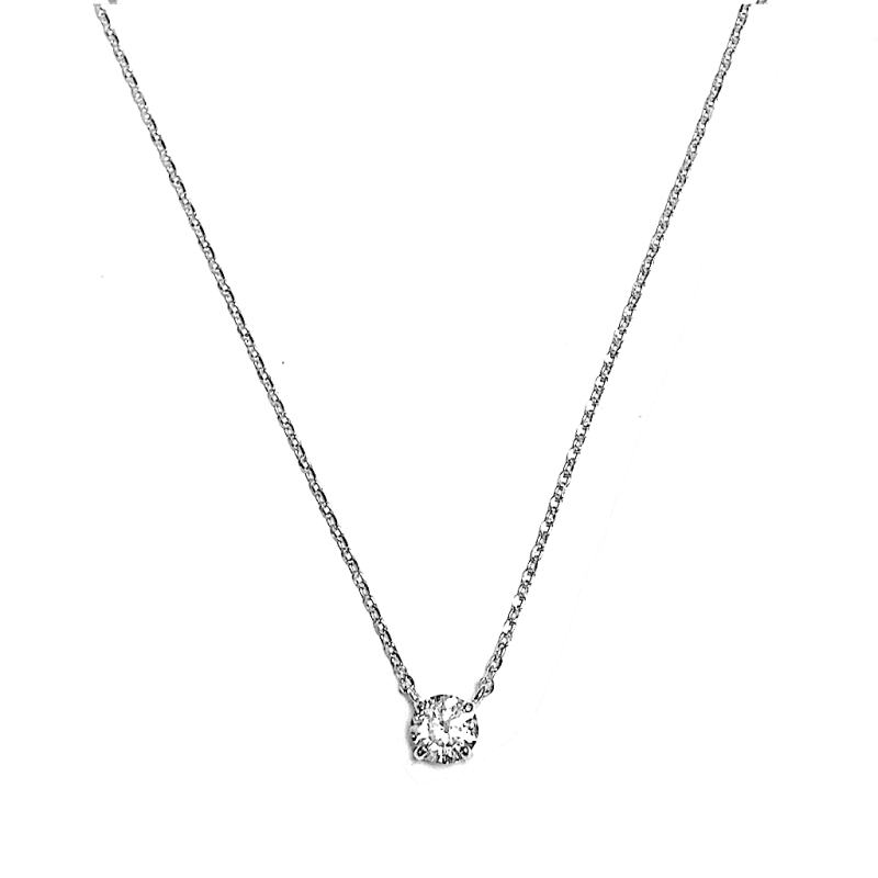 Collier, 14krt.witgoud ankerschakel 0,8mm.met zirkonia (lengte:40-44cm.) - 19310