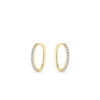 Oorringen, 14krt.goud met klapscharnier met zirkonia (13x1,5mm.) - 19335 Oorringen, 14krt.goud met klapscharnier met zirkonia (13x1,5mm.) - 19335
