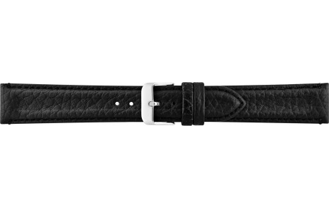 HC Horlogeband, 18mm - zwart - gevuld - met stiksel - echt Buffelleer - 19582