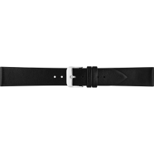 HC Horlogeband, 18mm - zwart - plat - echt Kalfsleer - 19583